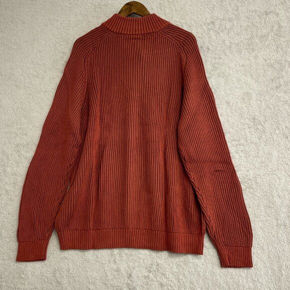 NEW Lands' End Drifter Men's XL Cotton Sweater Brick Red Ribbed Knit Quarter Zip - Picture 4 of 10
